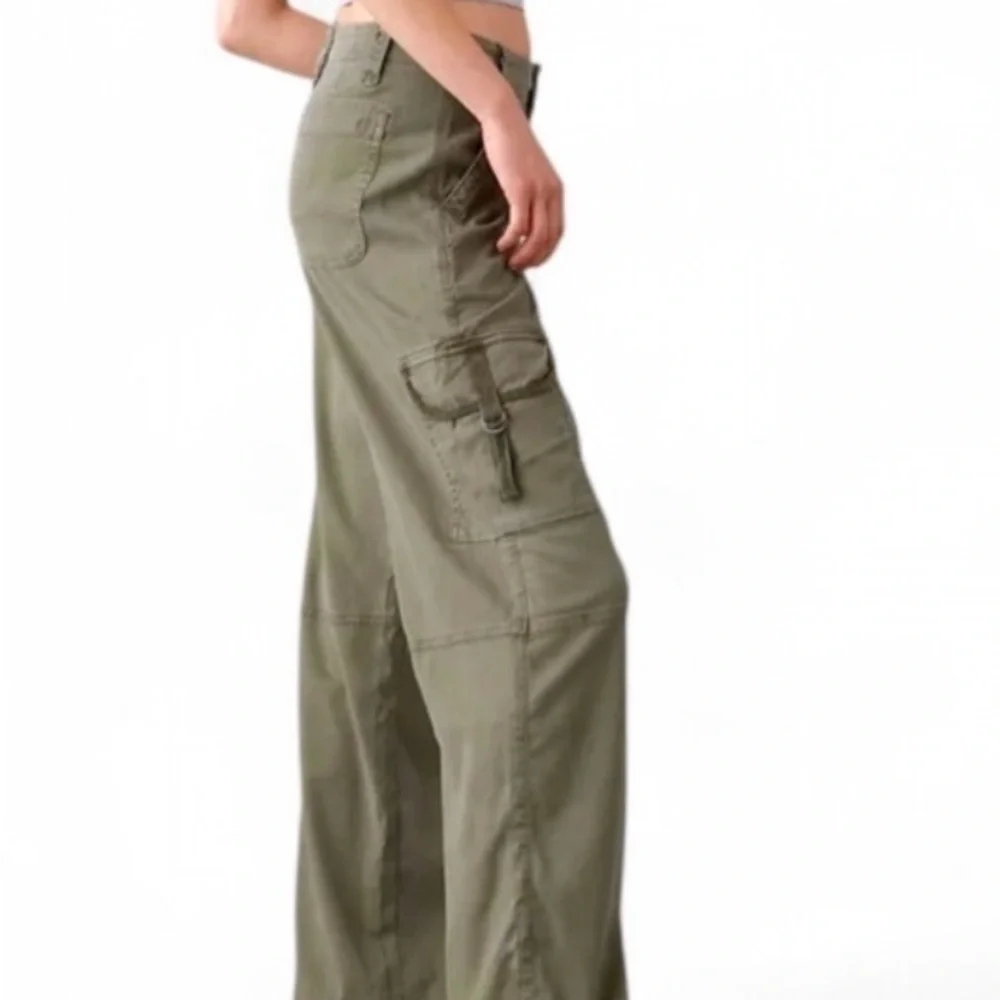 American Eagle AE Green Cargo Wide Leg Pants Stretch 6 - Picture 16 of 16